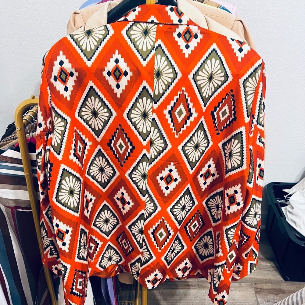 Never Fully Dressed Orange Patterned Blazer NWT - image 2